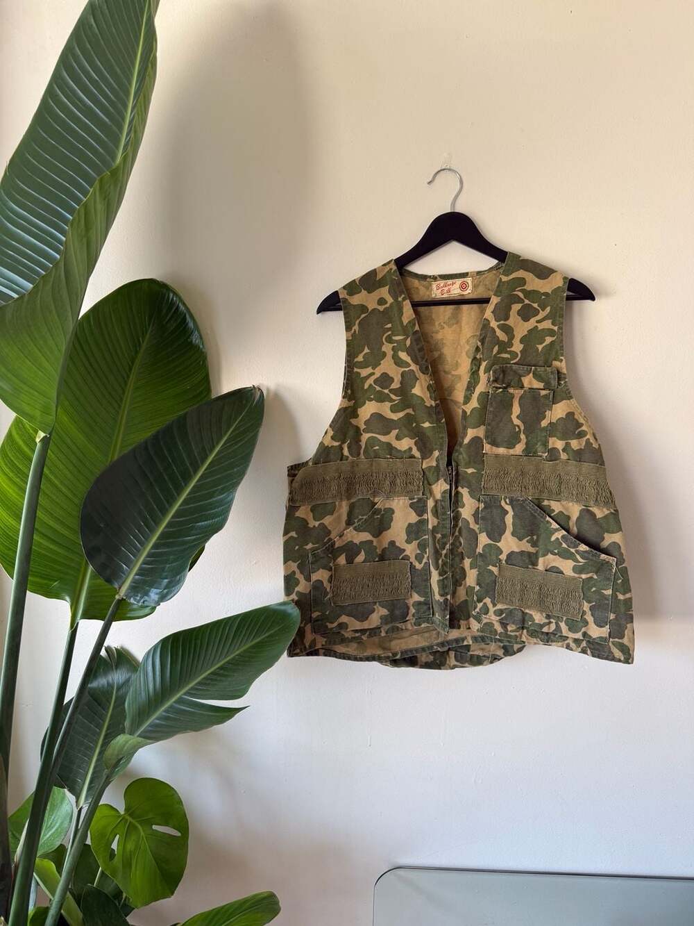 Vintage 1950s Bullseye Bill Duck Camo Hunting Vest Water Repellent